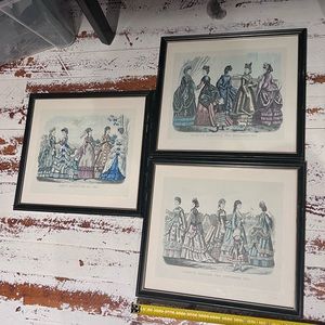 Antique Godey’s 1870 Fashions Art Framed Prints -Dec, Sept, May 1870 Priced Each